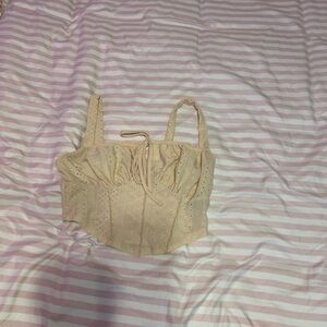 SHEIN Beige Eyelet Crop Top